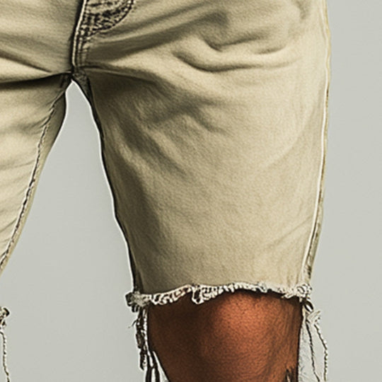 Men's Summer Fashion Slim Raw Edge Pocket Denim Shorts DTT25060919