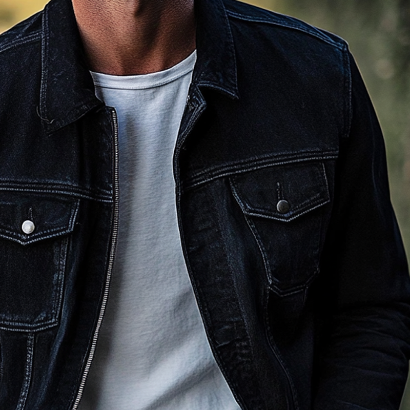 Men's Vintage Lapel Single-breasted Denim Jacket DTT25082919
