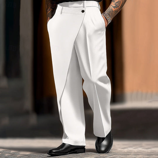 Men's Solid Color Casual Button-down Pants 9892050632888