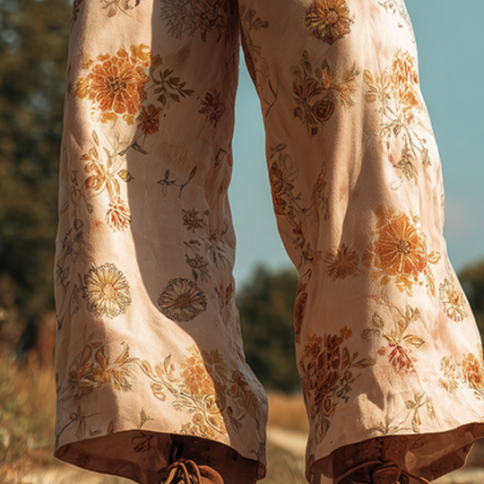 Men's Retro Casual Hippie Floral Print Loose Trousers  DTT25080712