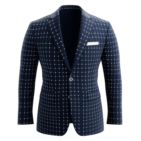 Men's Notch Lapel Long Sleeve Two Button Checked Pattern Blazer 9951401246904