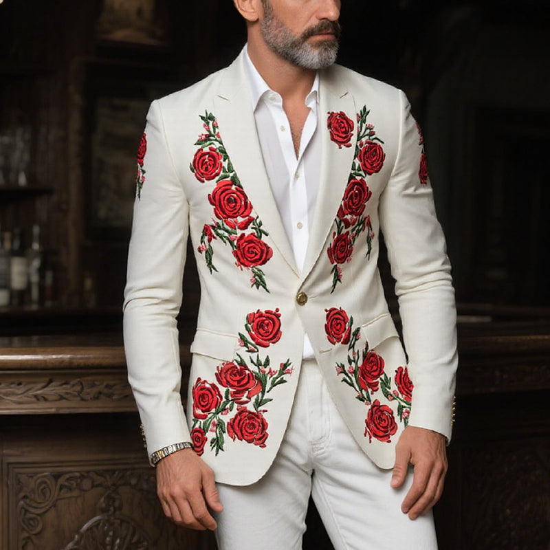 Men's Vintage Casual Rose Embroidered Blazer Dtt628433080