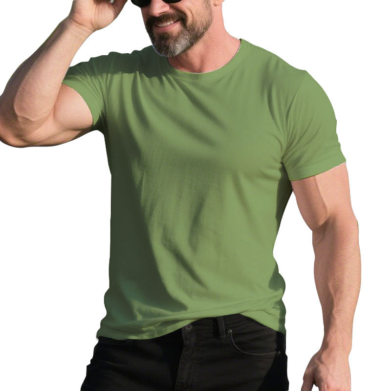 100% Cotton Short Sleeve Solid Color Simple T-Shirt Dtt250600581