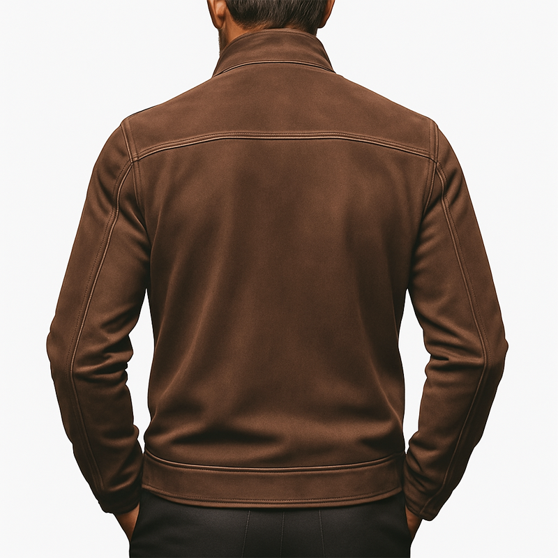 Men's Vintage Stand Collar Suede Zip-Up Jacket DTT25090401