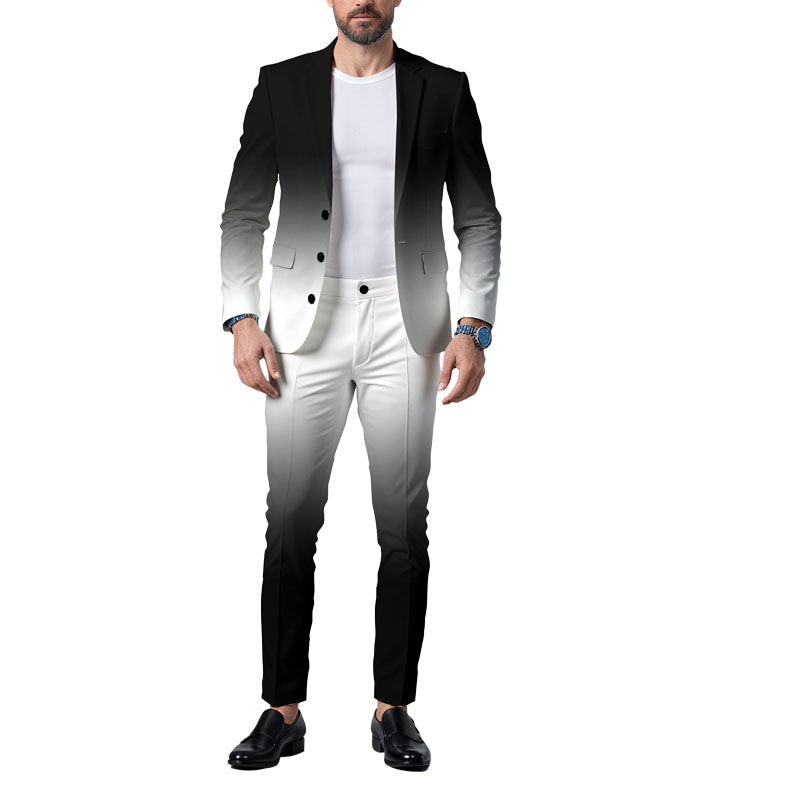 Men's Business Ombre Peak Lapel Blazer & Straight Pants 2Pcs Set Dtt554778808