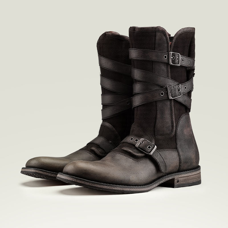 Men's Retro Belt Buckle Side Zipper Thick Heel Casual Short Boots Dtt526082744