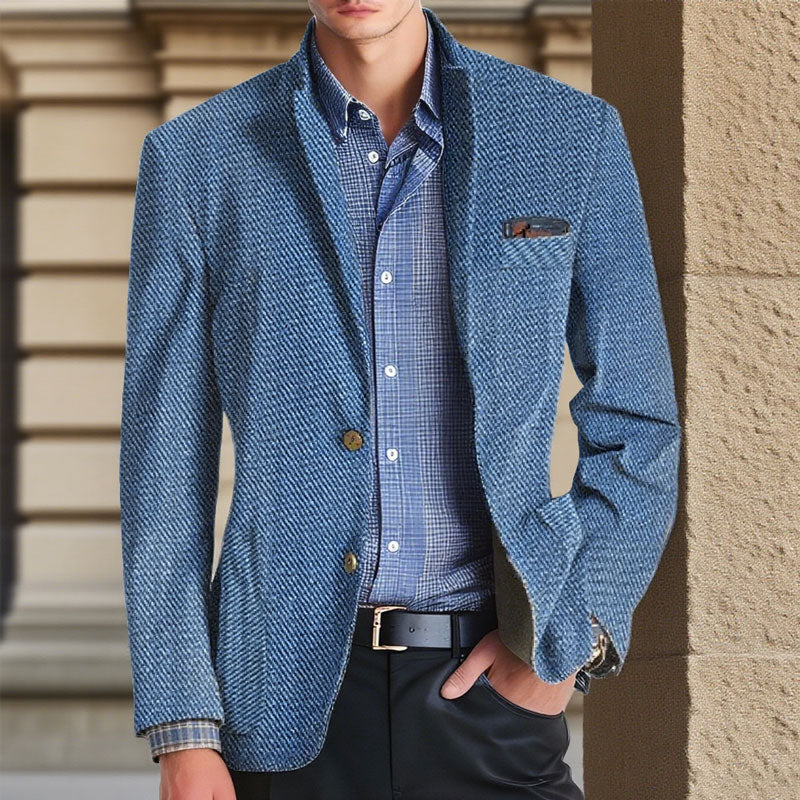 Men's Vintage Cotton Twill Printed Lapel Multi-Pocket Casual Blazer Dtt733954232