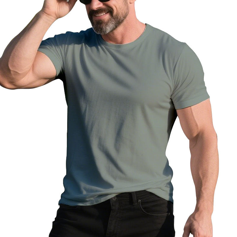 100% Cotton Short Sleeve Solid Color Simple T-Shirt Dtt250600581