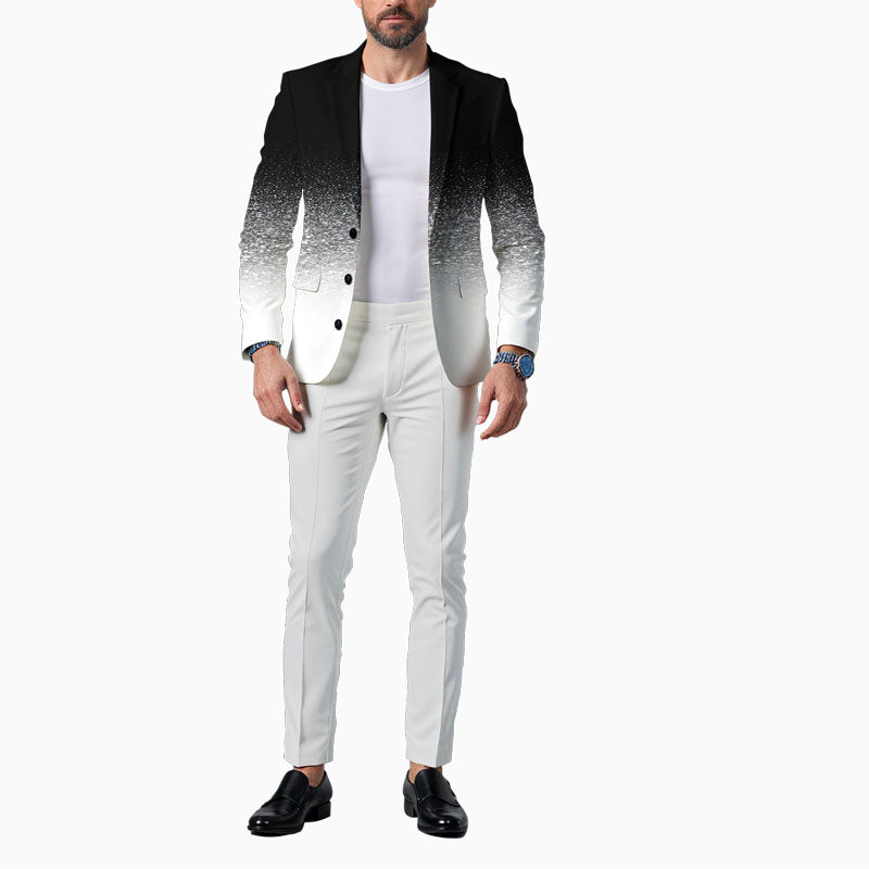 Men's Business Ombre Peak Lapel Blazer & Straight Pants 2Pcs Set Dtt554778808