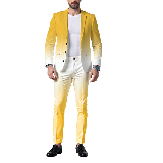 Men's Business Ombre Peak Lapel Blazer & Straight Pants 2Pcs Set Dtt554778808