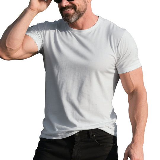 100% Cotton Short Sleeve Solid Color Simple T-Shirt Dtt250600581