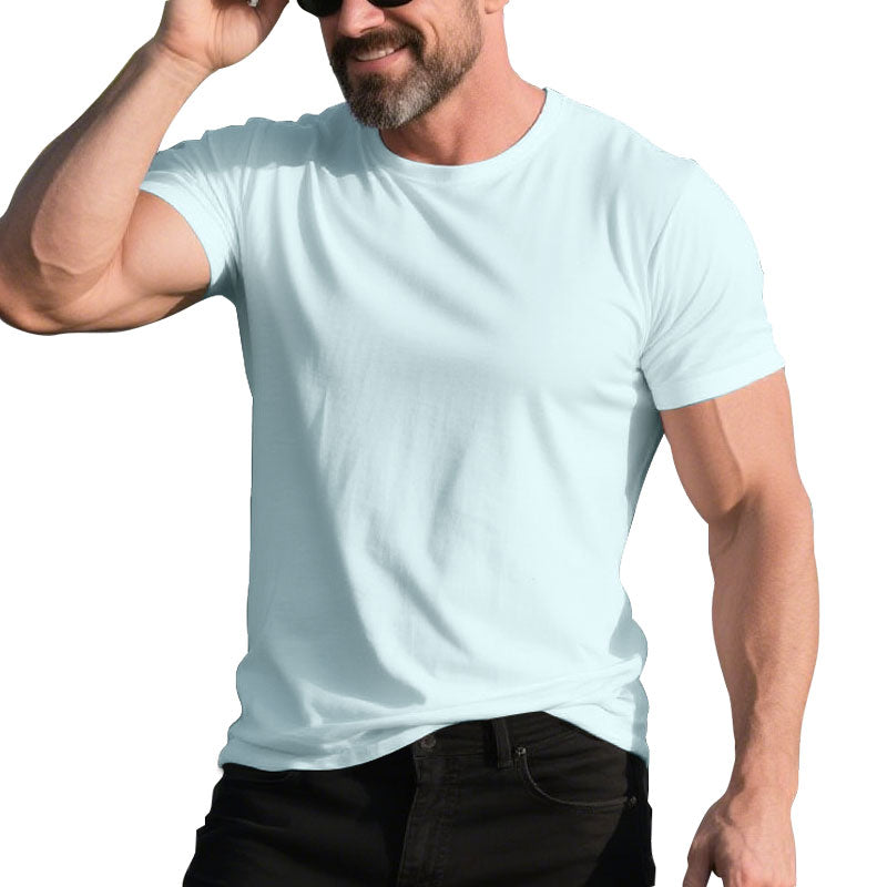 100% Cotton Short Sleeve Solid Color Simple T-Shirt Dtt250600581