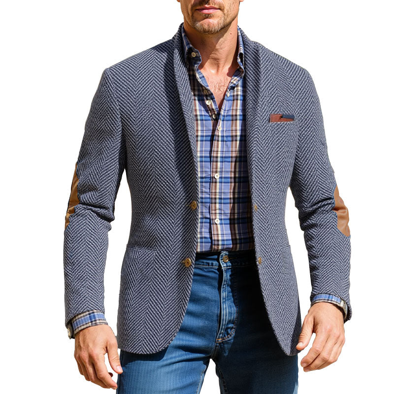 Men's Vintage Herringbone Suede 3-Pocket Casual Blazer Dtt733823160