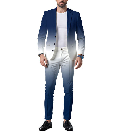 Men's Business Ombre Peak Lapel Blazer & Straight Pants 2Pcs Set Dtt554778808