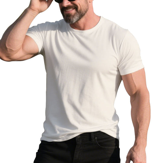 100% Cotton Short Sleeve Solid Color Simple T-Shirt Dtt250600581
