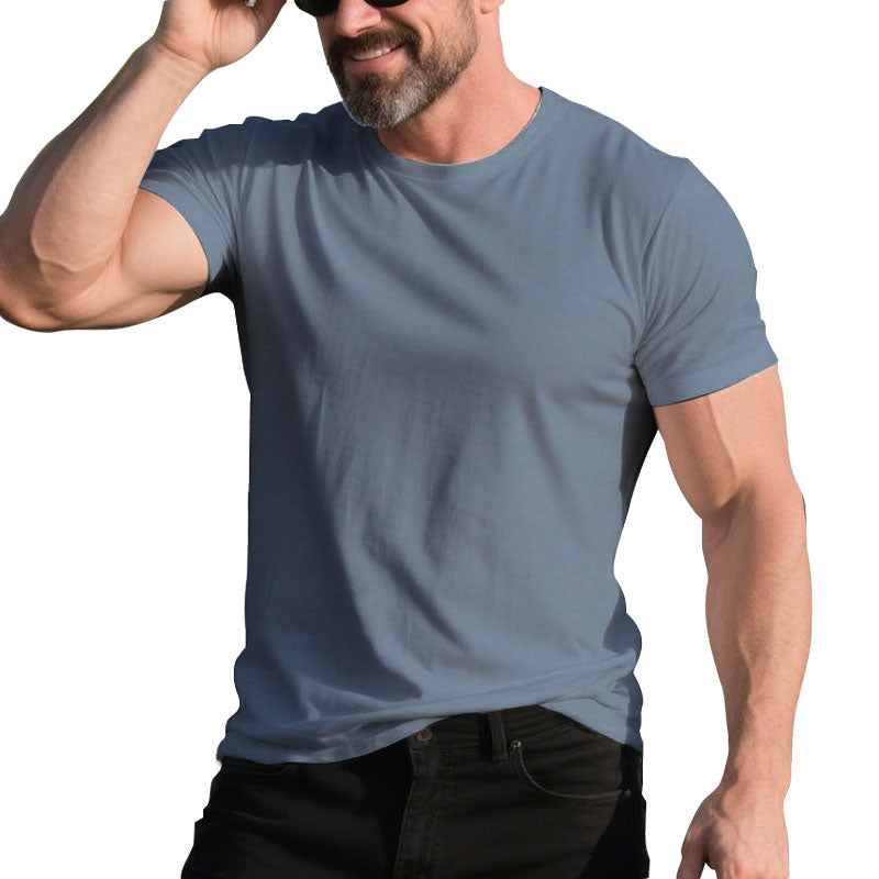 100% Cotton Short Sleeve Solid Color Simple T-Shirt Dtt250600581