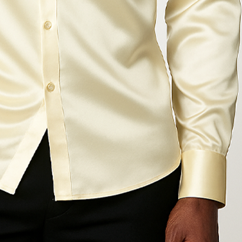 Men's Classic Business Solid Color Satin Long Sleeve Shirt DTT25072312