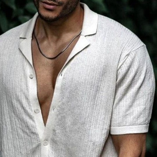 Men's Classic Casual Slim Fit Knit Short Sleeve Shirt 9893976342712