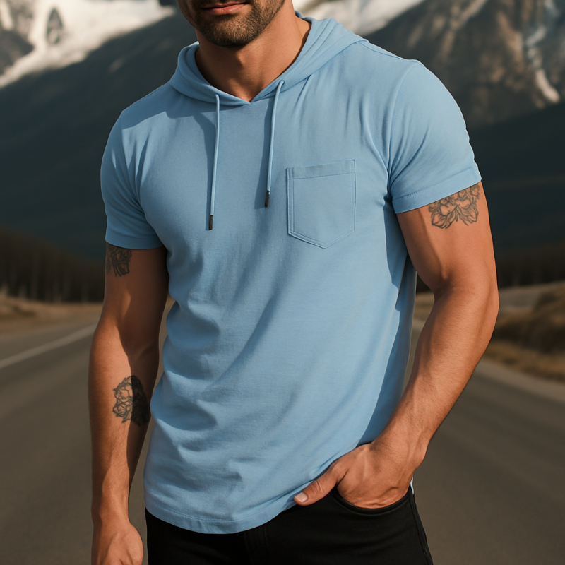 Men's Retro Casual Cotton Hooded Short Sleeve T-Shirt DTT25071811
