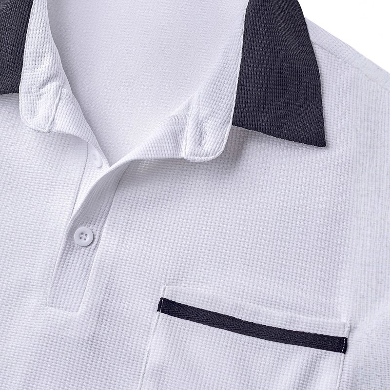 Men's Colorblock Waffle Short Sleeve Polo Shirt DTT25080112