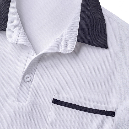 Men's Colorblock Waffle Short Sleeve Polo Shirt DTT25080112