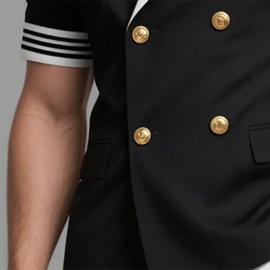 Men's Lapel Double Breasted Short Sleeve Blazer DTT25071520