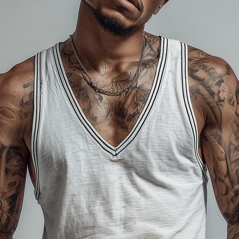Men's Cotton Blend Loose V-Neck Tank Tops DTT25062309