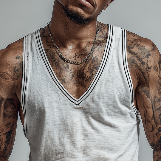 Men's Cotton Blend Loose V-Neck Tank Tops DTT25062309
