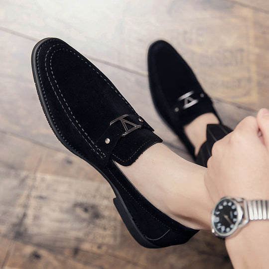 Men's Casual Suede Sewing Line Pointed Toe Shoes 9888556646584