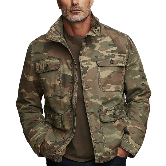 Men's Vintage Washed Camouflage Jacket DTT25081103