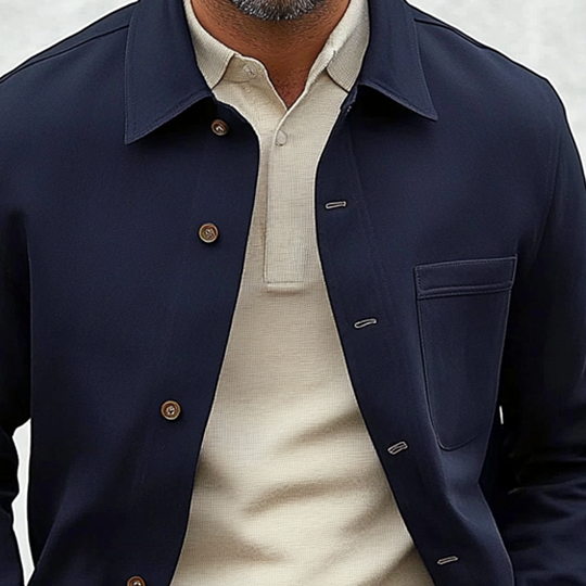 Men's Cotton Blend Lapel Single-Breasted Shirt Jacket DTT25082914