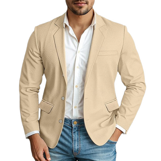 Men's Classic Casual Slim Fit Single Breasted Waffle Blazer 9918991401144