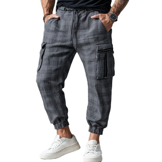 Men's Summer Fashion Plaid Linen Casual Pants DTT25071712