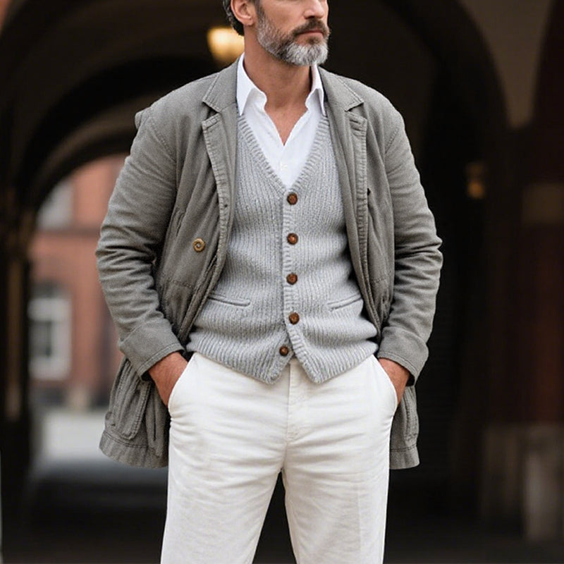 Men's Vintage Canvas Button Casual Jacket Dtt079691448