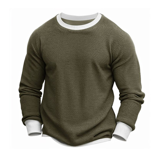 Men's Classic Casual Crew Neck Waffle Sweatshirt 9890061779128