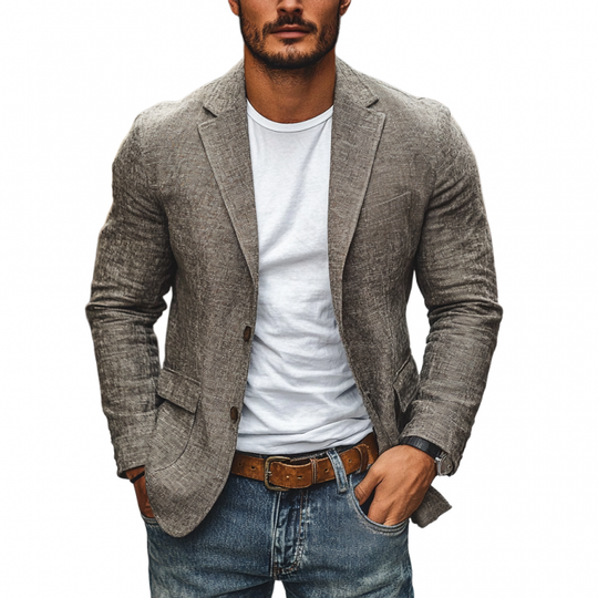 Men's Casual Cotton Linen Notch Lapel Single-breasted Slim-fit Blazer 9923553722552