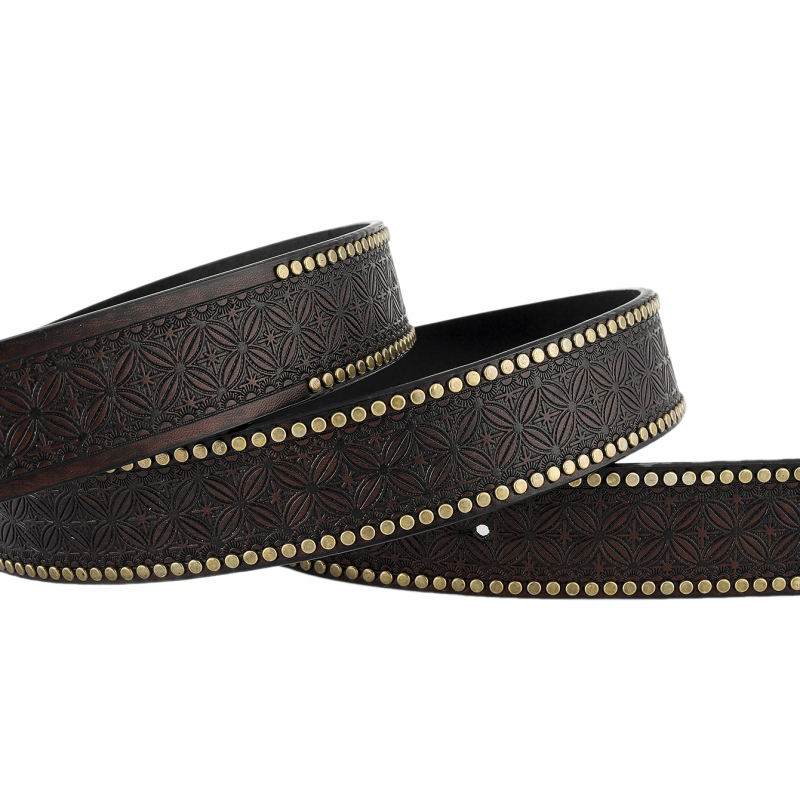 Men's Vintage Embossed Western Cowboy Leather Belt 9893976932536