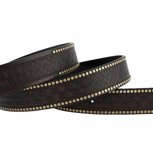Men's Vintage Embossed Western Cowboy Leather Belt 9893976932536