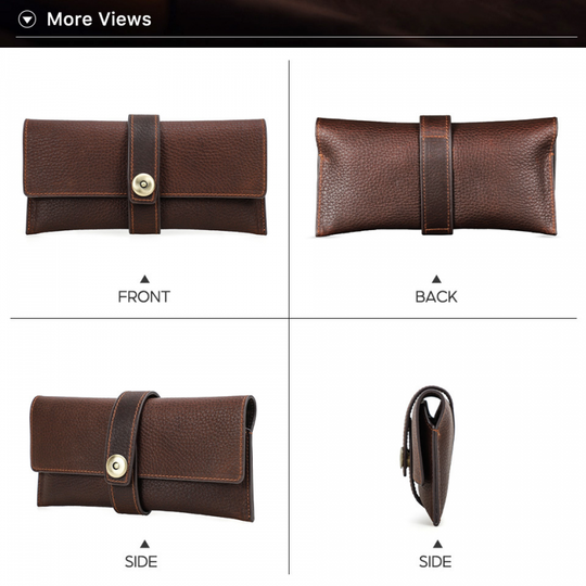 Men's Portable Handmade Top Layer Cowhide Magnetic Buckle Glasses Storage Bag 9901318635704