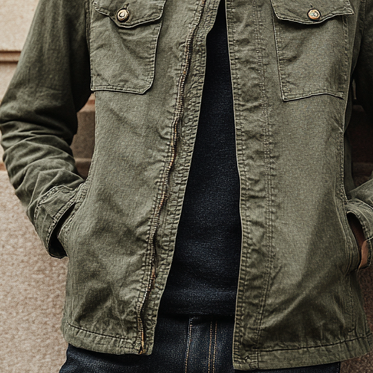 Men's Vintage Washed Stand Collar Zipper Denim Jacket DTT25081510