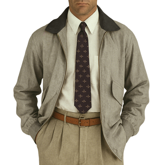Men's Casual Retro Style Cotton And Linen Zipper Lapel Jacket DTT25081320