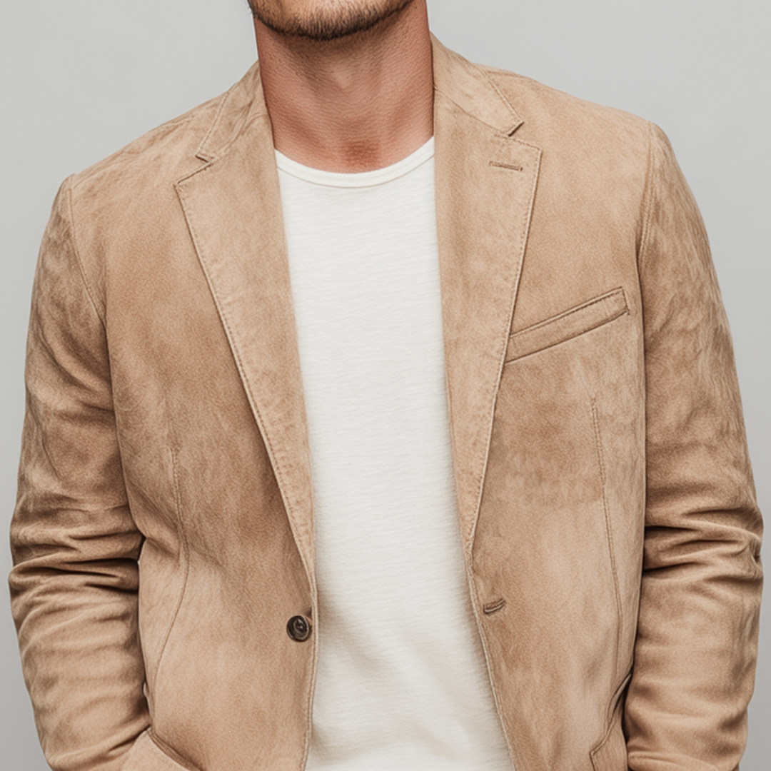Men's Spring Fashion Casual Solid Color Thin Suede Single Breasted Blazer DTT25072103