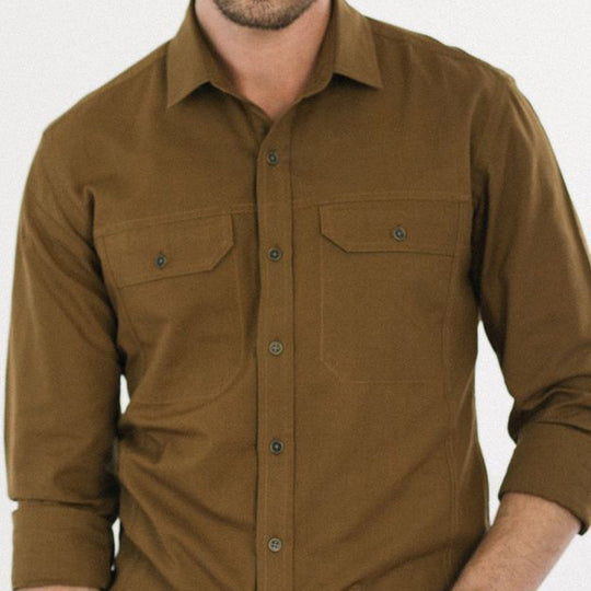 Men's Vintage Caramel Slim Fit Long Sleeve Button-Down Shirt 9893977227448