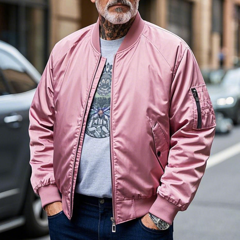 Men's Lightweight Casual Rib Collar Nylon Bomber Jacket 9906106007736