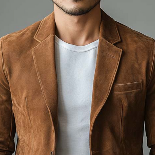 Men's Classic Casual Suede Slim Fit Blazer 9892386078904