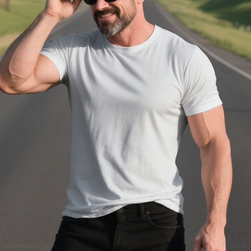 100% Cotton Short Sleeve Solid Color Simple T-Shirt Dtt250600581