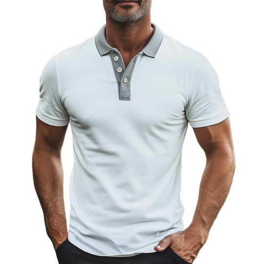 Men's Business Colorblock Polo Neck Short Sleeve T-Shirt DTT25072515