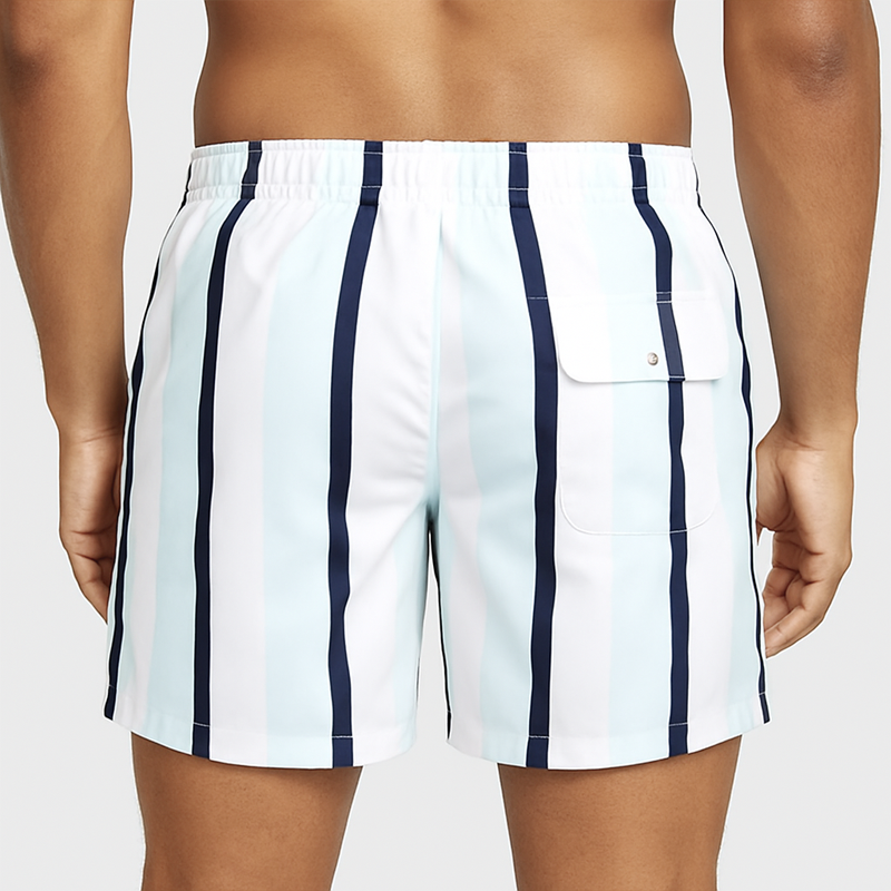 Men's Summer Classic Colorblock Striped Elastic Casual Shorts DTT25072116