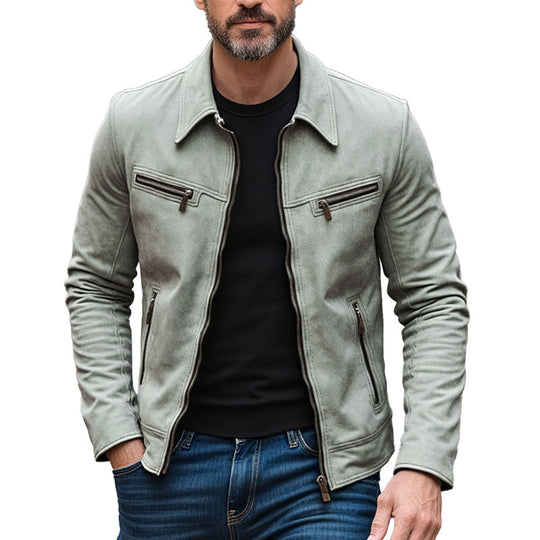 Men's Fashion Leather Lapel Zipper Biker Jacket Dtt383060664