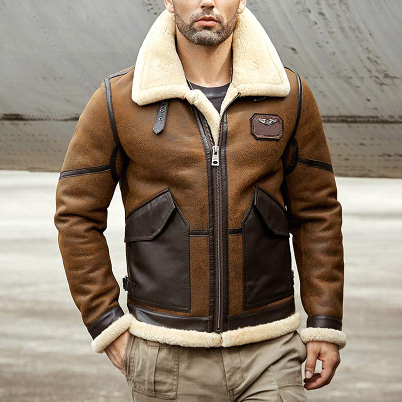Men's Faux Leather Air Force Flight Jacket Winter Coats 9884519989432